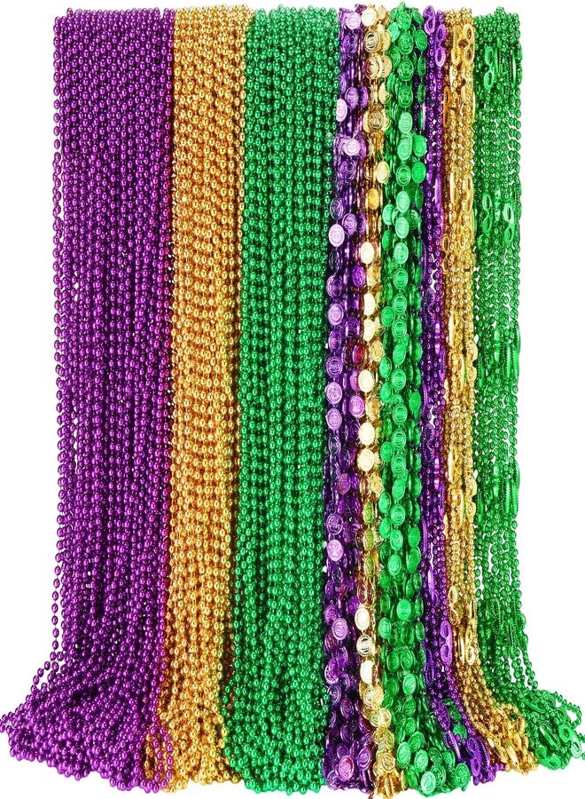 Quelay 360 Pcs Mardi Gras Beads Necklace Colorful Metallic Beaded Necklaces Mardi Gras Beads Bulk Carnival Beaded Necklaces for Mardi Gras Party Favors St Patrick Day Celebrations Themed Party - Image 1